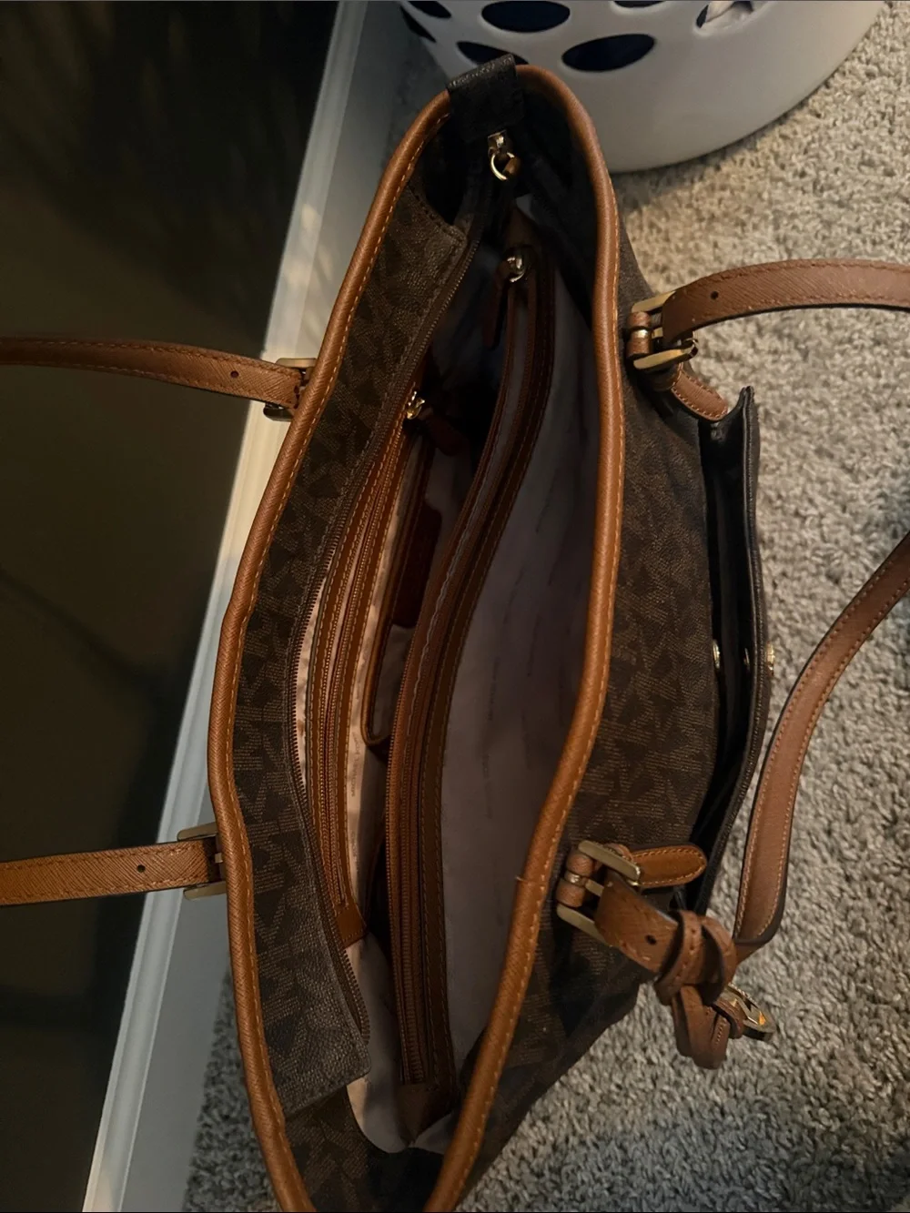 Michael Kors Dark Brown Monogram Jet Set Tote with Snap Front Card Holders - Picture 5 of 7